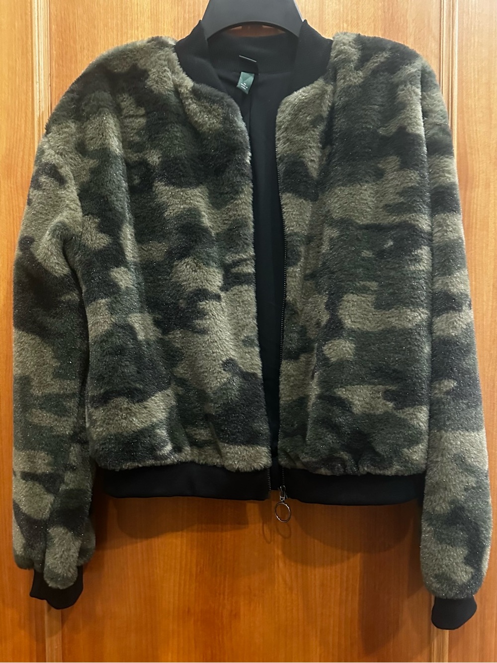 wild fable Green Camo Faux Fur Bomber Jacket
